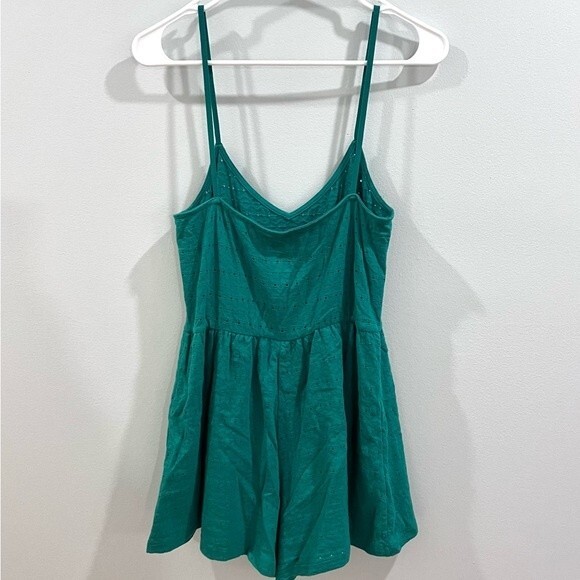 H&M emerald green eyelet cotton romper size 8 - Picture 3 of 6